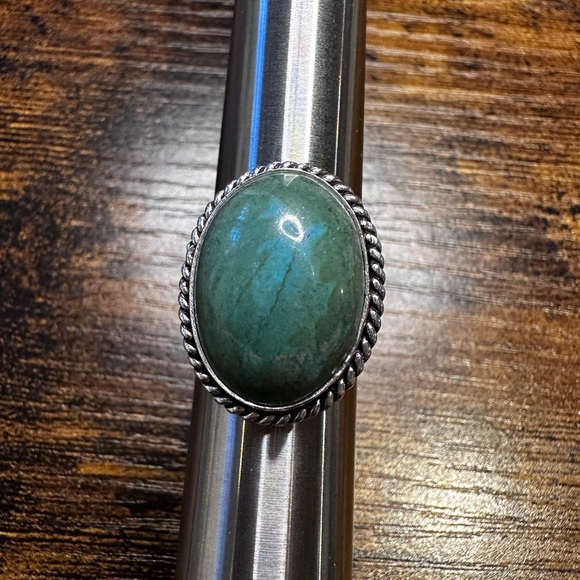 Chrysocolla Sterling Silver overlay ring - Picture 4 of 9
